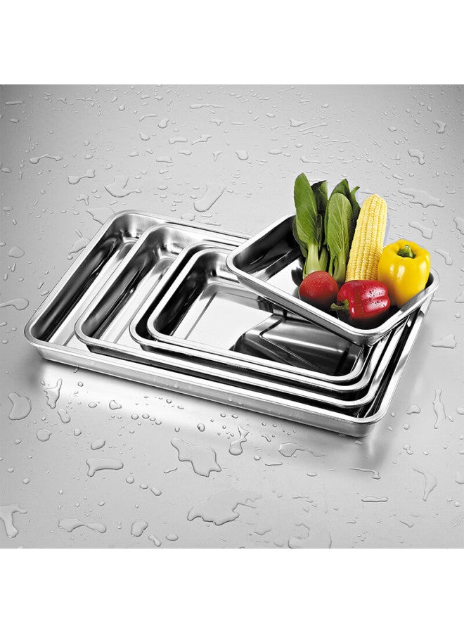 Yutai 304 Stainless Steel Tray, Thickened And Deepened, Household Serving Plate, Steaming Cabinet Tray, Steaming Trolley Plate, Barbecue Fish Plate, 4535 - Image 1
