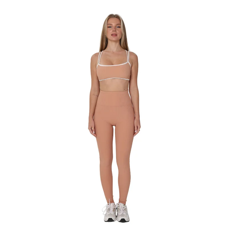 Mohuki Dark Orange Mohuki Olivia Ribbed Yoga Bra - Dark Orange for Women | Best Price UAE