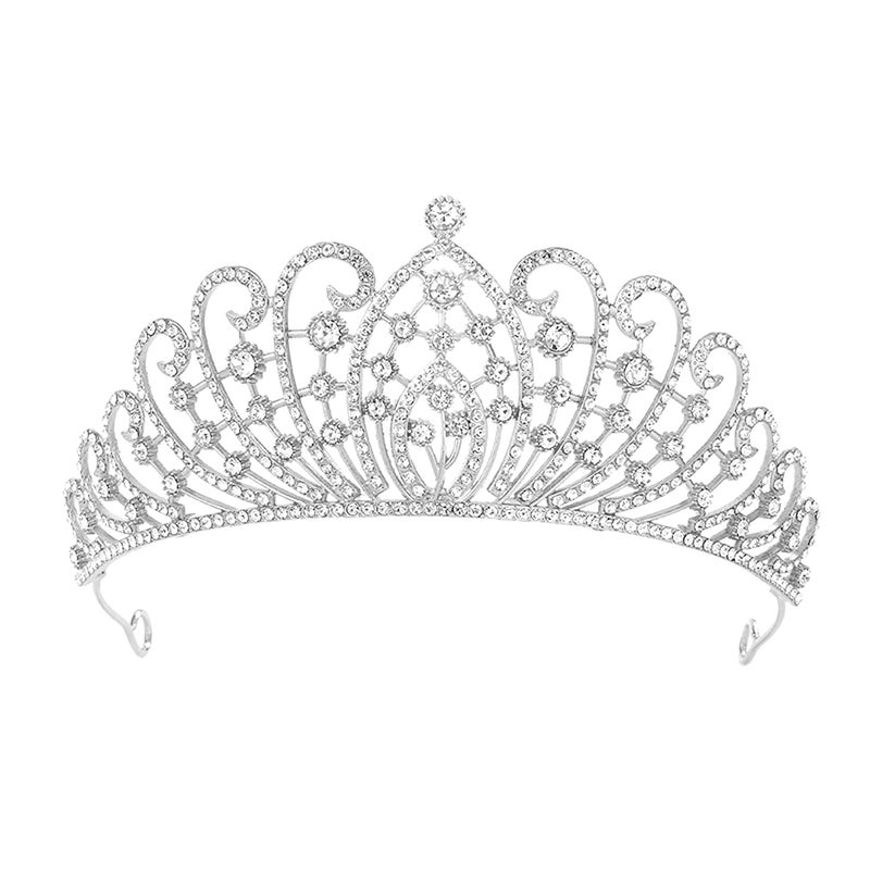 PEORA Cubic Zirconia Studded Princess Tiara Crown for Girls & Women Birthday Gift Hair Accessories - Image 1