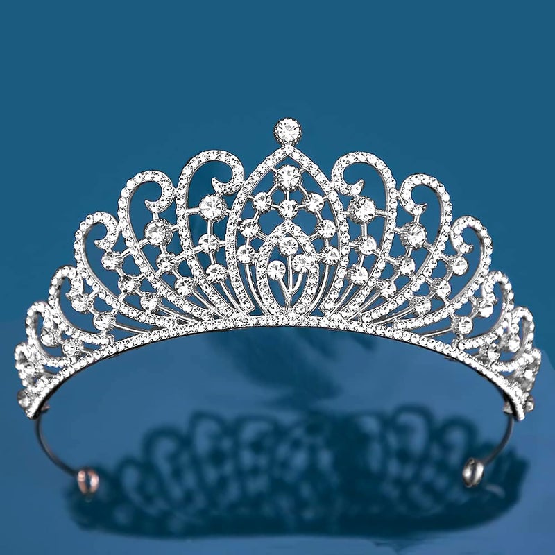PEORA Cubic Zirconia Studded Princess Tiara Crown for Girls & Women Birthday Gift Hair Accessories - Image 3