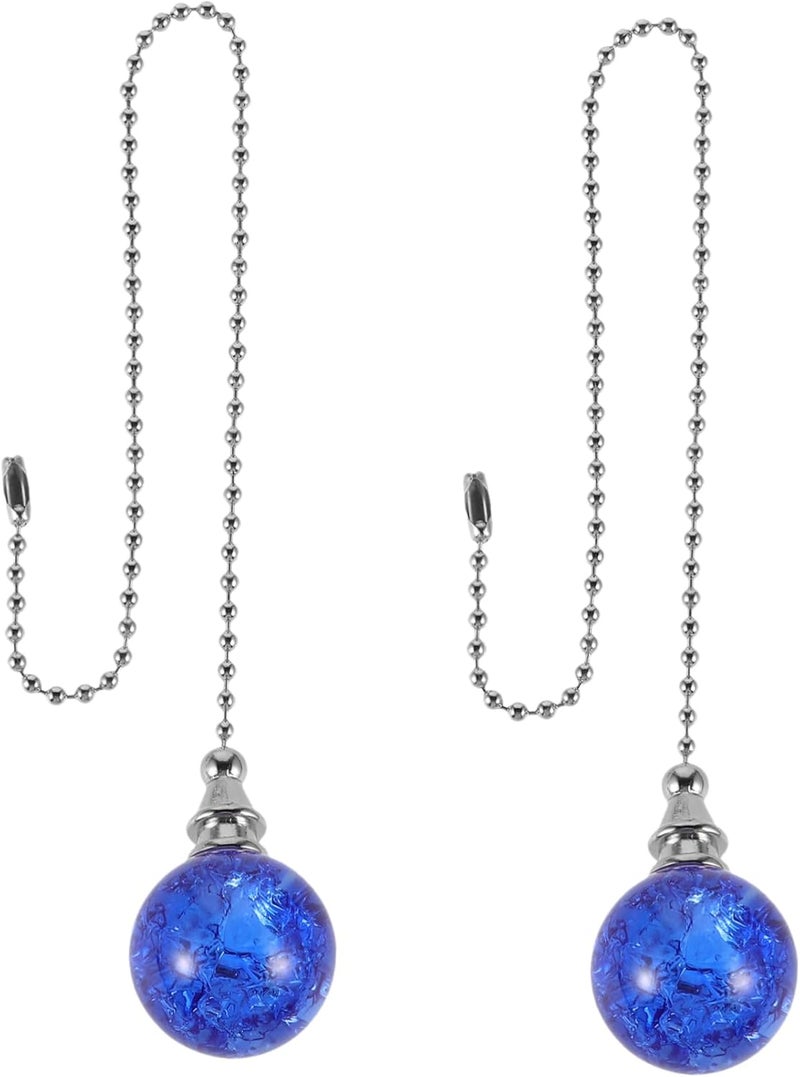 Blue Crystal Ceiling Fan Pull Chain 2 Pcs Beaded Light Pull Decor For Lamps Curtains - Image 1