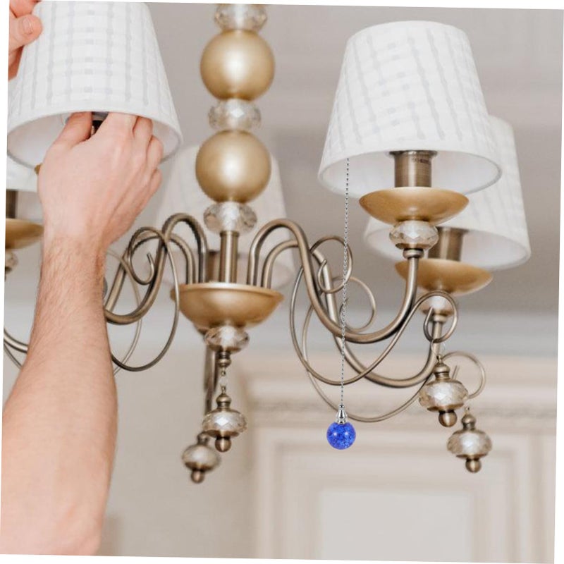 Blue Crystal Ceiling Fan Pull Chain 2 Pcs Beaded Light Pull Decor For Lamps Curtains - Image 5