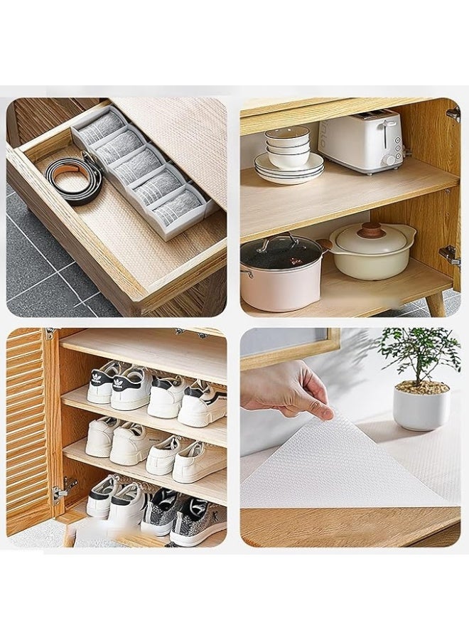 Non-Slip Kitchen Shelf and Drawer Mat (45cm x 3m Roll) Heavy Duty Waterproof Tablecloth for Bathroom and Refrigerator, Multipurpose Fabric (Clear, White), EVA - Image 4