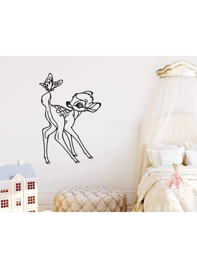 Makeyes Bambi Wall Deer Butterfly Vinyl Sticker Decals for Kids Bedroom Nursery Living Room Interior Decorations Designs Art Mural - Image 4