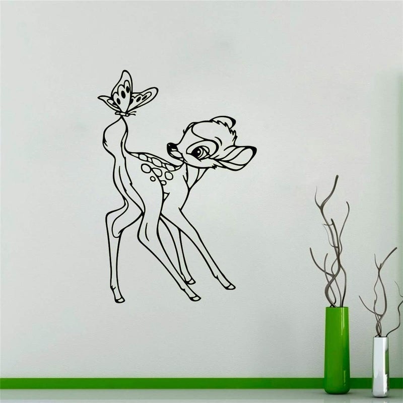 Makeyes Bambi Wall Deer Butterfly Vinyl Sticker Decals for Kids Bedroom Nursery Living Room Interior Decorations Designs Art Mural - Image 2