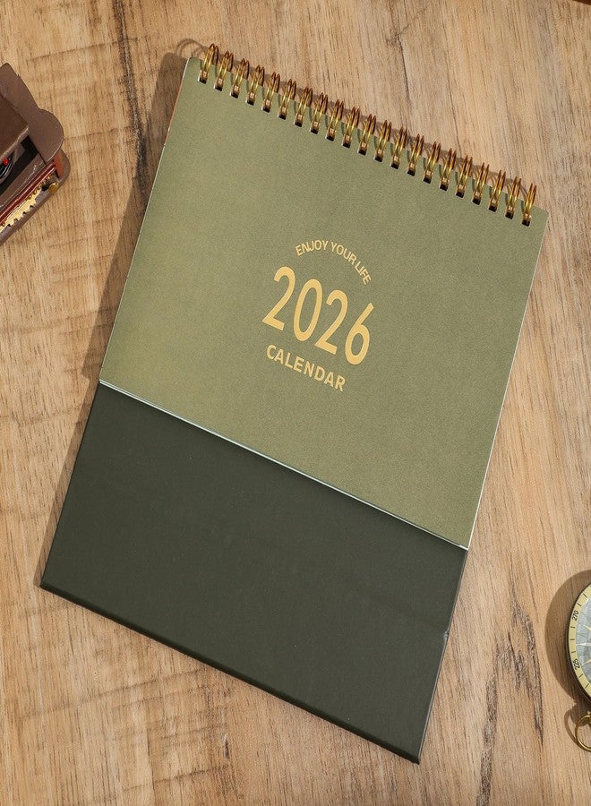 تقويم مكتبي صغير لعام 2026، يُستخدم من الآن وحتى ديسمبر 2026، تقويم مكتبي قائم قابل للطي مع قائمة مهام وملاحظات، تقويم مكتبي للعام الدراسي مع ملصقات، تقويم شهري للمكتب المنزلي (أخضر) - Image 3