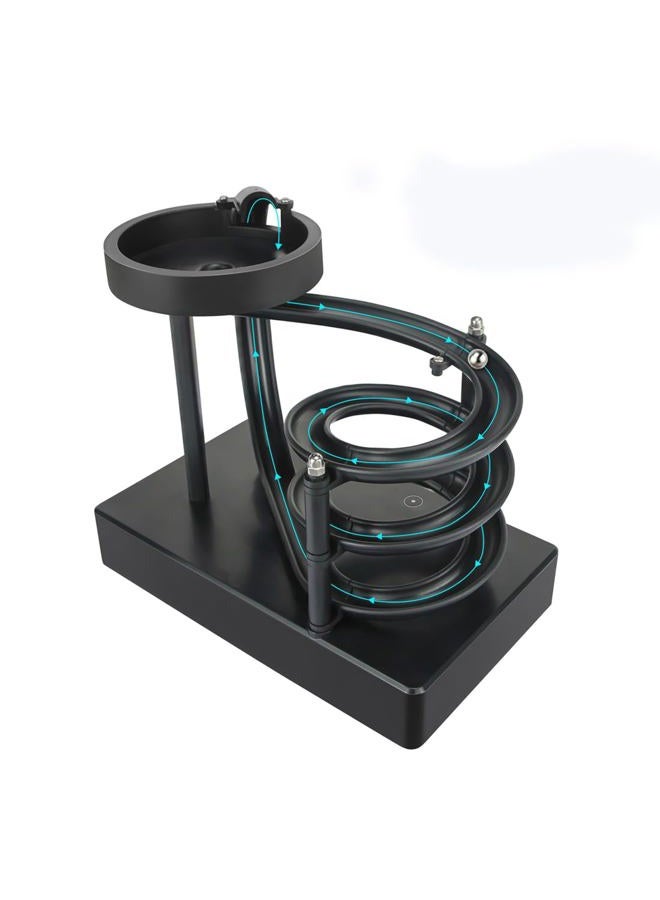 MISDENK Kinetic Art Perpetual Motion Machine Desk Toy, Non-Stop Rolling Ball Funny Toys Stress Relief Cycle Device, Educational Science Newtons Physics Gadget Desktop Decor for Home and Office - Black - Image 1