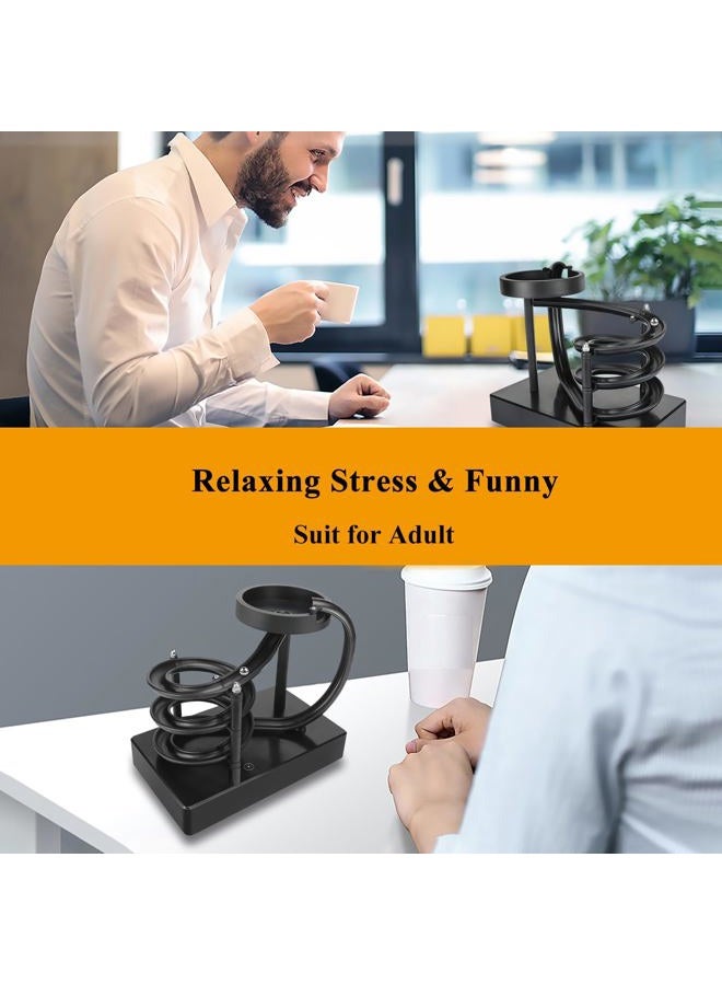 MISDENK Kinetic Art Perpetual Motion Machine Desk Toy, Non-Stop Rolling Ball Funny Toys Stress Relief Cycle Device, Educational Science Newtons Physics Gadget Desktop Decor for Home and Office - Black - Image 5