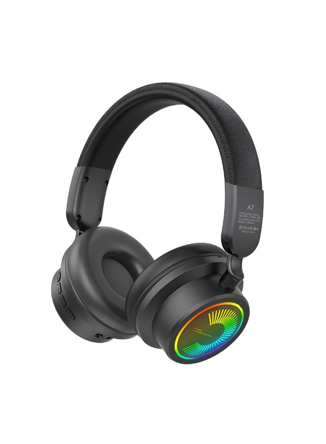 Kisonli A7 Wireless Headphones with High-Quality Stereo Sound - 350mAh Battery Lasts Up to 6 Hours - Supports TF and AUX - Comfortable and Modern Design - Black - Image 1