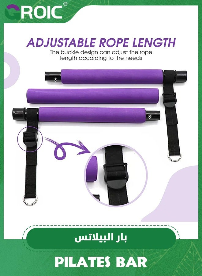 GROIC Pilates Bar Kit with Resistance Bands(6 x Resistance Bands),3-Section Pilates Bar with Stackable Bands Workout Equipment for Legs,Hip,Waist and Arm,Exercise Fitness Equipment for Adult - Image 4