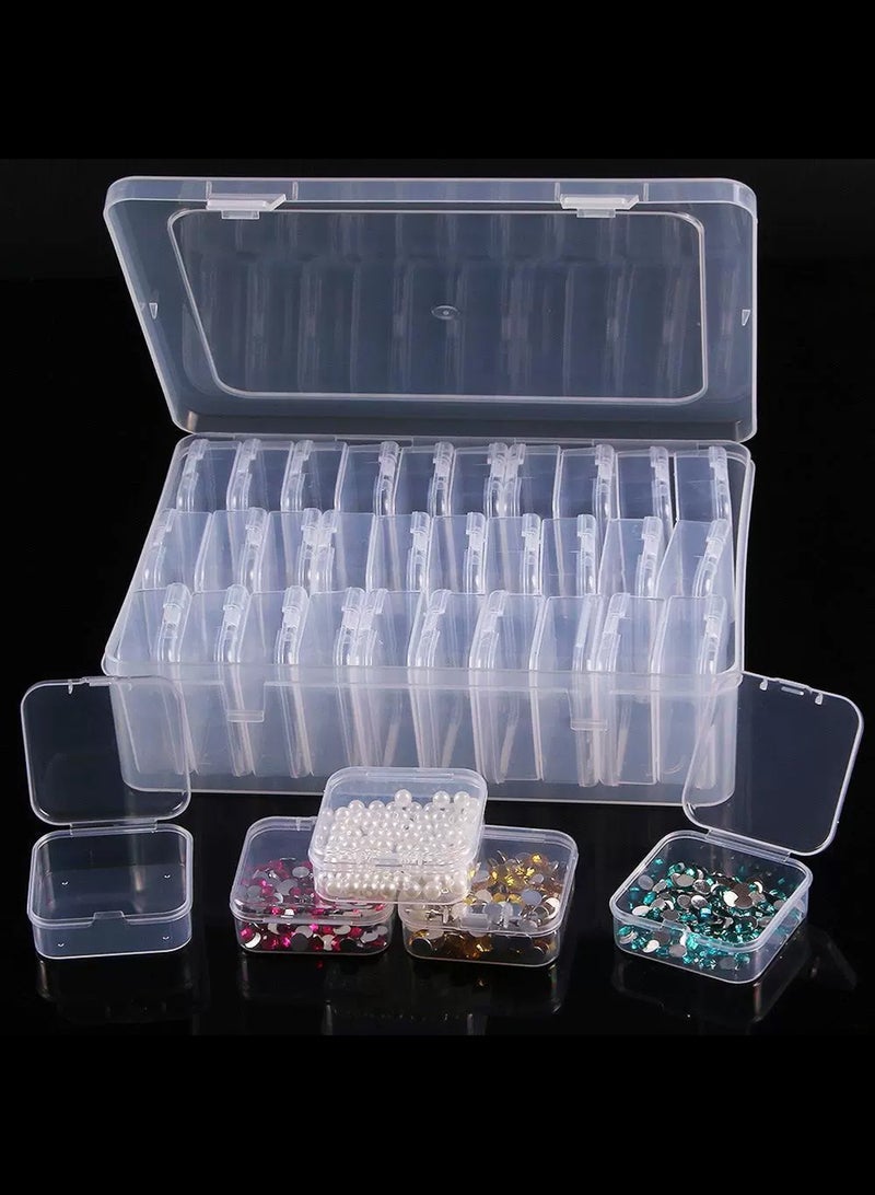 LOOPITYS Bead Organizer Box, 31Pcs Small Organizers and Big Storage Plastic Cases, Mini Clear Storage Containers With Hinged Lid, Rectangle compartment box for Bracelet Making, DIY Jewelry Craft, Nail - Image 1