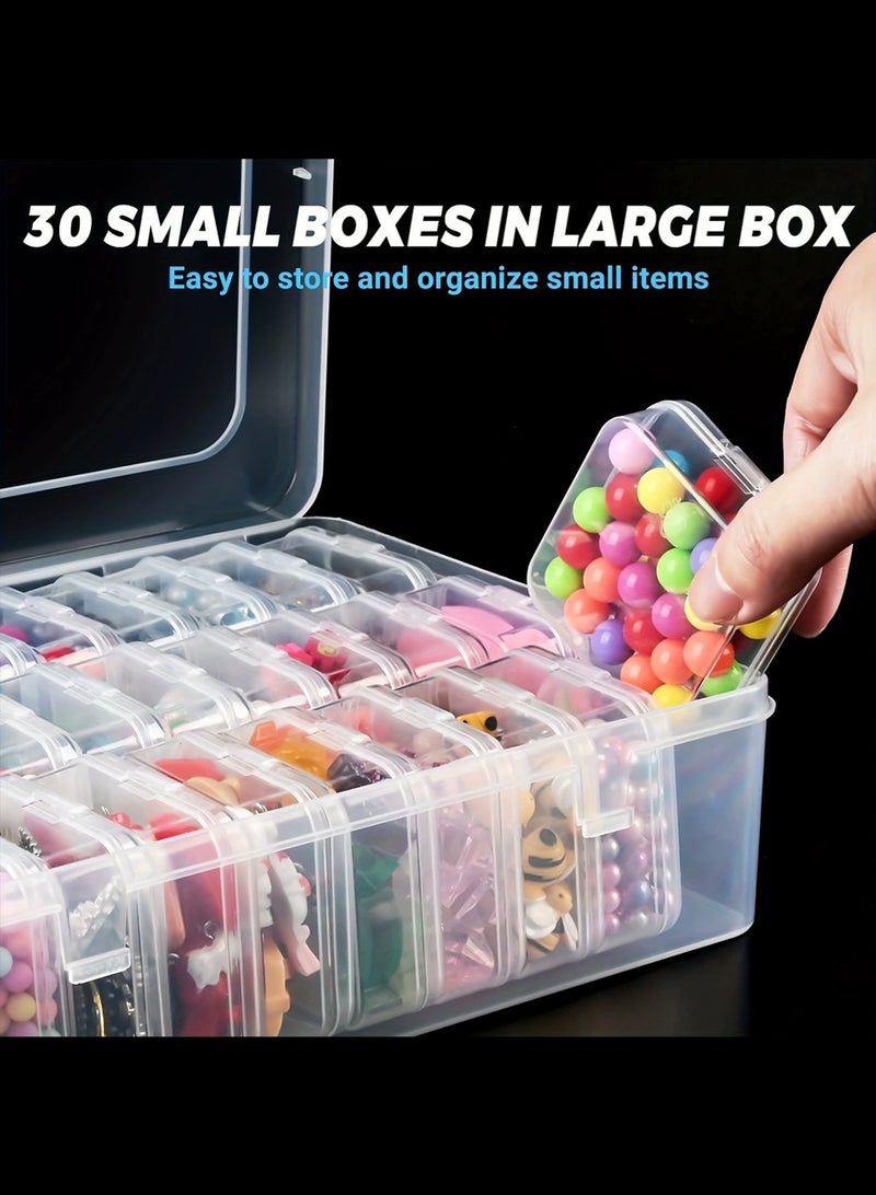 LOOPITYS Bead Organizer Box, 31Pcs Small Organizers and Big Storage Plastic Cases, Mini Clear Storage Containers With Hinged Lid, Rectangle compartment box for Bracelet Making, DIY Jewelry Craft, Nail - Image 2