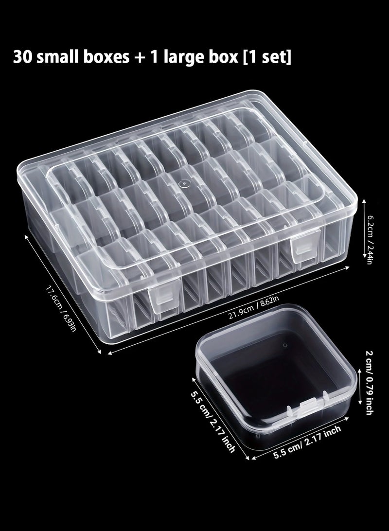 LOOPITYS Bead Organizer Box, 31Pcs Small Organizers and Big Storage Plastic Cases, Mini Clear Storage Containers With Hinged Lid, Rectangle compartment box for Bracelet Making, DIY Jewelry Craft, Nail - Image 3