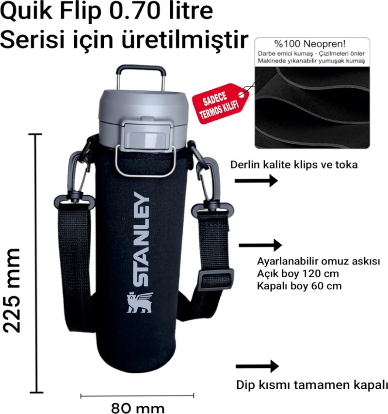 ستانلي Neoprene Thermos Case and Shoulder Strap - 0.70 Lt Quick Flip