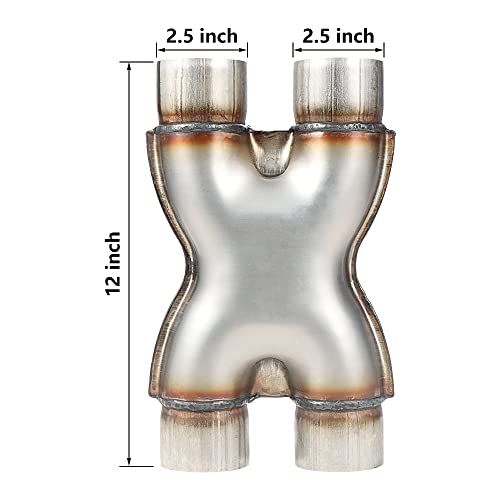LCGP أنبوب العادم LCGP العالمي 2.5 بوصة داخلي/خارجي X Pipe بطول 12 بوصة من الفولاذ المقاوم للصدأ - Image 2