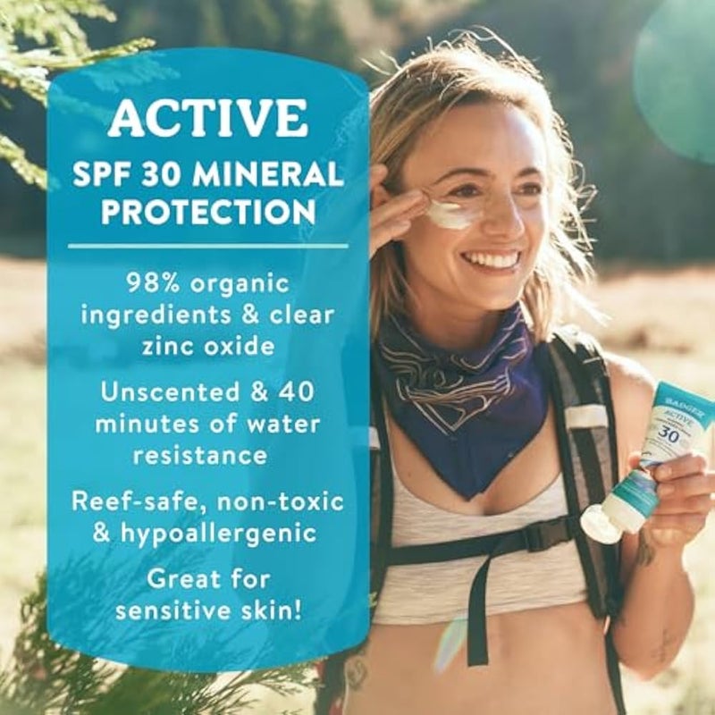 Badger Sunscreen Cream Clear Zinc, Organic Ingredients, Easy Application and Lightweight, SPF 30, Unscented, 87ml - Image 2