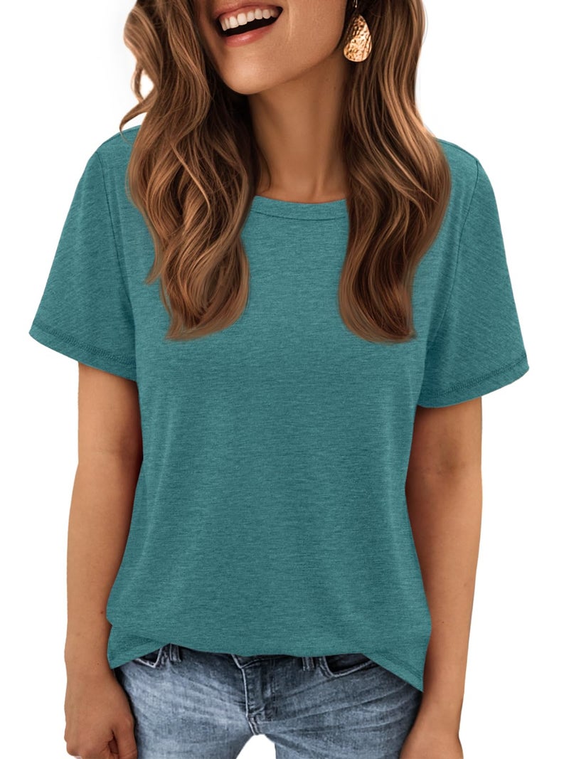 ATHMILE Casual Tops for Women Round Neck Shirts Summer Top Fashion Basic Graphic Tee Clothing - Image 3