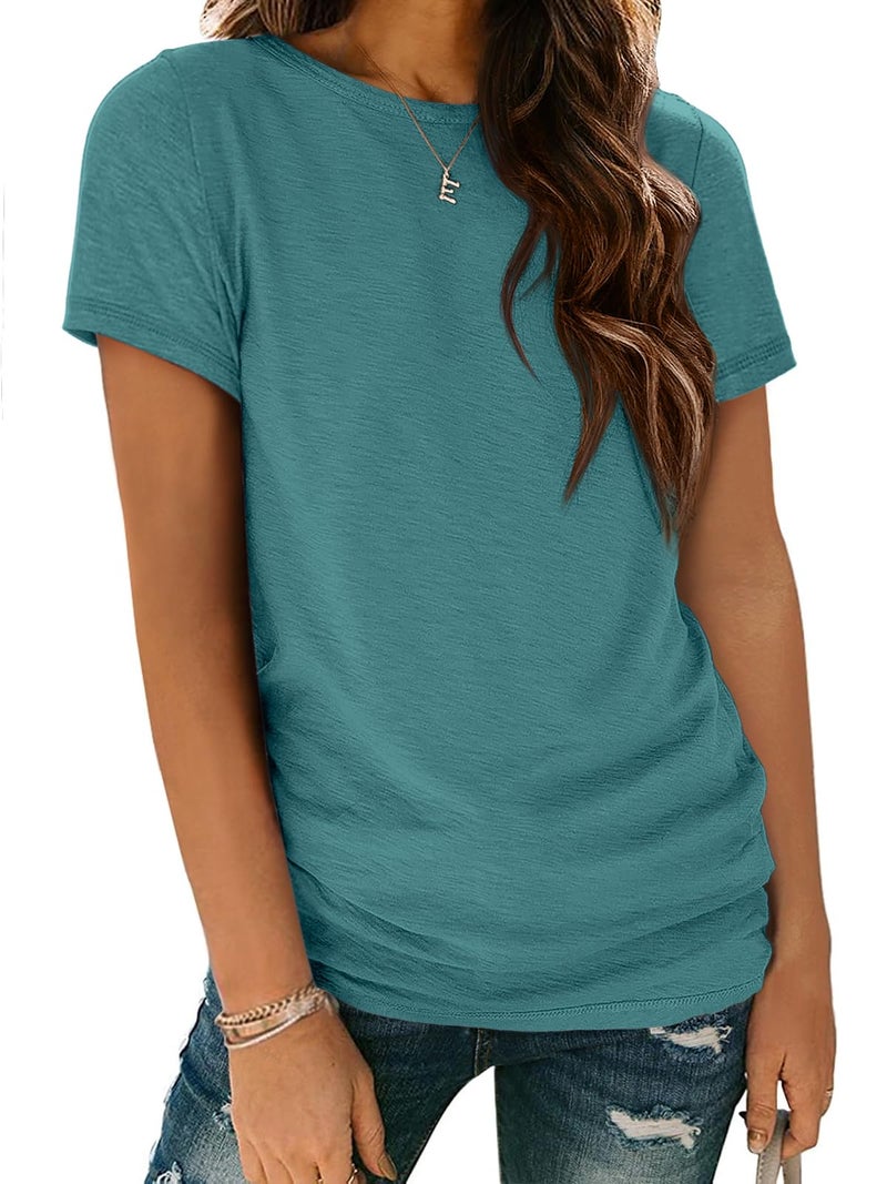 ATHMILE Casual Tops for Women Round Neck Shirts Summer Top Fashion Basic Graphic Tee Clothing - Image 1