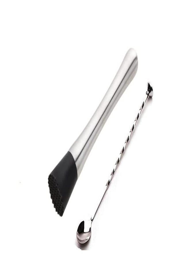Devanjana™ Cocktail Bar Muddler Stainless Steel Muddler Mojito Muddler Curve Model, Commercial Grade Cocktail Drink Muddlers, Bar Spoon Accessories Stylish Design: 2 Pc. - Image 1