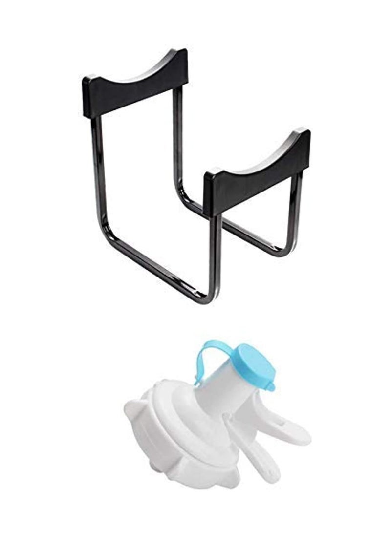 DubaiGallery حامل موزع الماء مع صمام مانع للتسرب من الفولاذ المقاوم للصدأ مع حامل إبريق الماء ومقابض بلاستيكية قابلة للإزالة، رف زجاجات الماء للاستخدام الداخلي والخارجي - Image 3