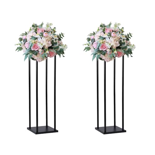 simprefine حامل زهور معدني أسود غير لامع 2 قطعة 24 بوصة لحفل الزفاف