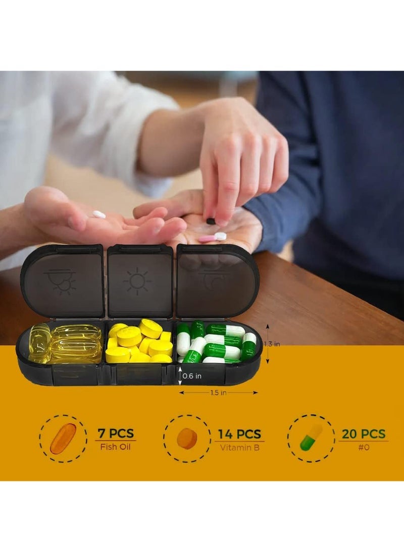 Captaintech Portable Pill Organizer 3 Times in Day for 1 Week - Light-Proof for Travel, Daily Use, Portable Pill Box - Case for Multi Vitamins, Pills, Medicine, Fish Oils, Supplements (Black) - Image 2