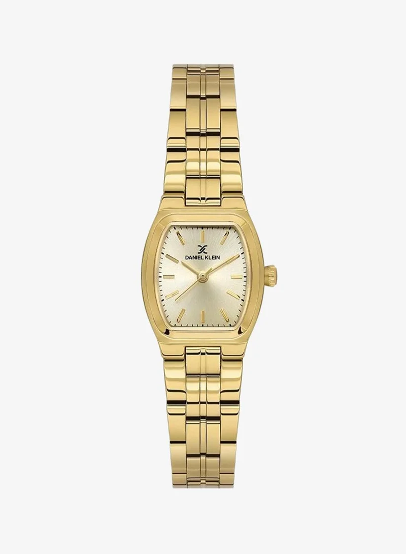 Daniel Klein Women's Stainless Steel Gold Alloy Case Analog Light Gold Square Sunray Dial Japanese Quartz Premium 30 Meters Water Resistant