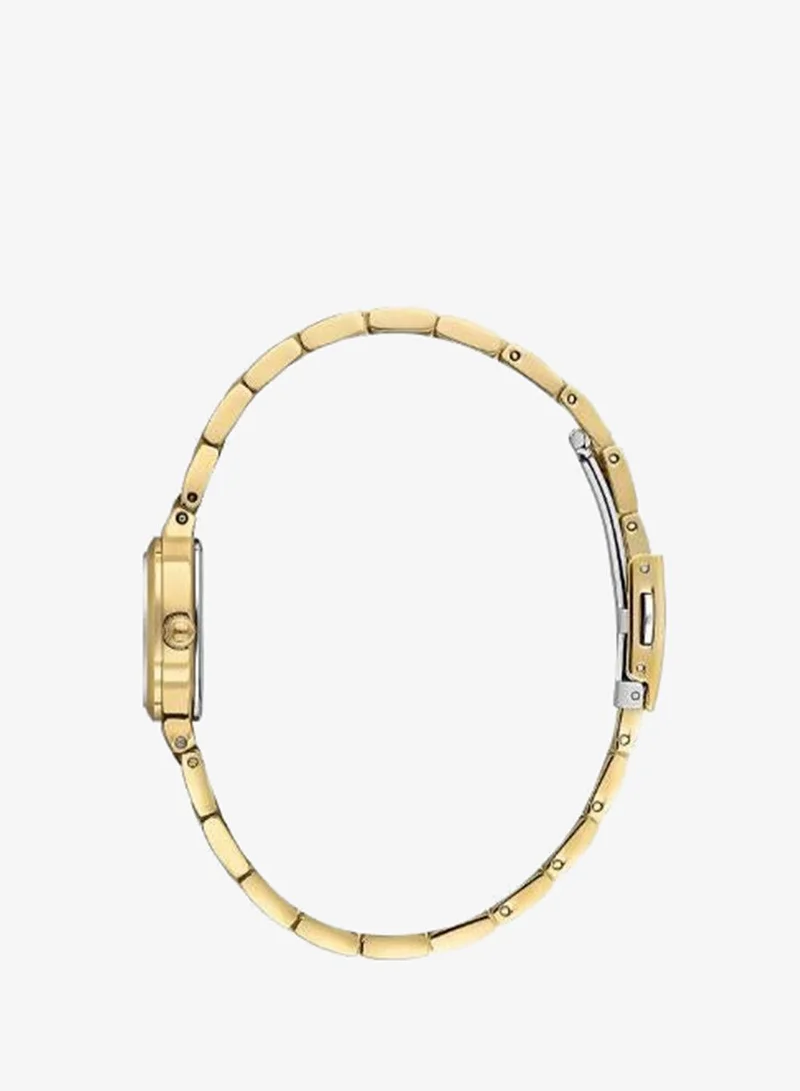 Daniel Klein Women's Stainless Steel Gold Alloy Case Analog Light Gold Square Sunray Dial Japanese Quartz Premium 30 Meters Water Resistant
