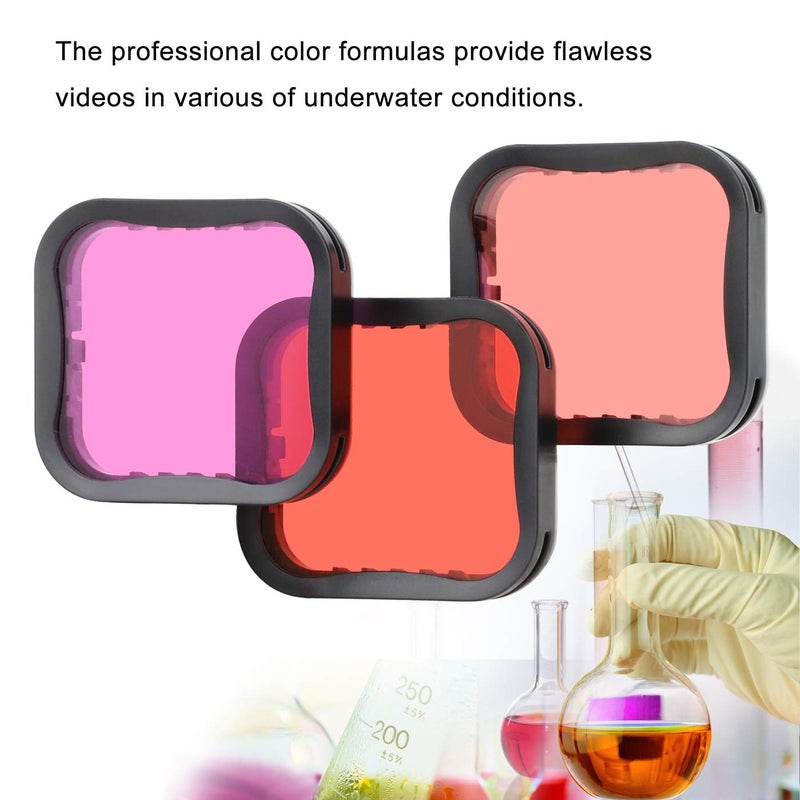 SOONSUN 3 Pack Dive Filter for GoPro Hero 5 6 7 Black Super Suit Dive Housing - Red,Light Red and Magenta Filter - Enhances Colors for Various Underwater Video and Photography Conditions - Image 3