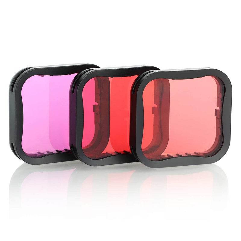 SOONSUN 3 Pack Dive Filter for GoPro Hero 5 6 7 Black Super Suit Dive Housing - Red,Light Red and Magenta Filter - Enhances Colors for Various Underwater Video and Photography Conditions - Image 1