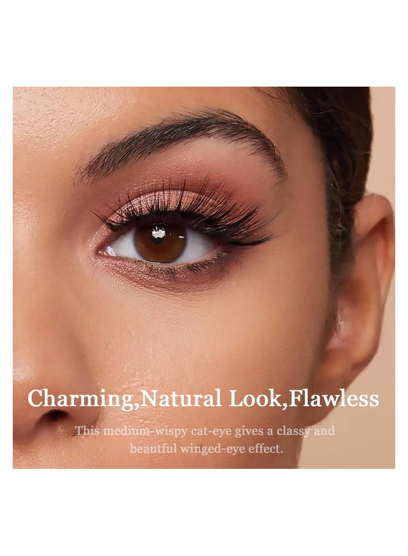 Excefore Magnetic Eyelashes 5 Pairs 3D Medium Magnetic Lashes with Upgraded 2 Tubes of Magnetic Liner Waterproof, Natural Look,Long Lasting, Easy Reusable Fake Eyelashes (ZML-005) - Image 4