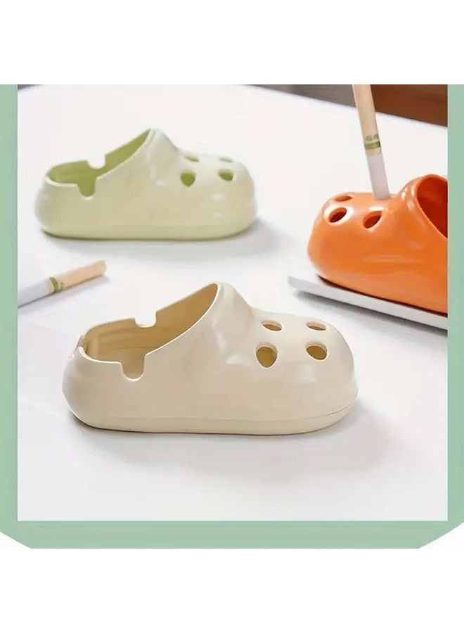 Light Green Crocodile Shaped Ashtray With Lid Durable Plastic Multiple Compartments Easy Clean - Image 3