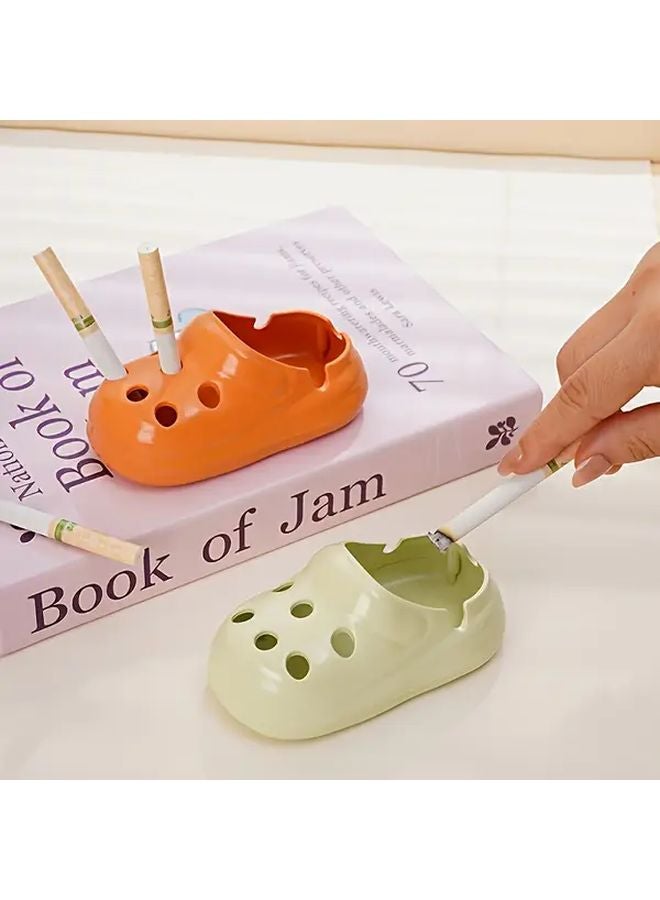 Light Green Crocodile Shaped Ashtray With Lid Durable Plastic Multiple Compartments Easy Clean - Image 4