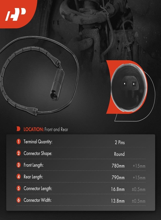 A-Premium Front and Rear Disc Brake Pad Wear Sensors Compatible with BMW E39 Series 318i 1992-1998, 318is 1992-1997, 323i/323is 1998-1999, 325i/325is 1992-1995, 328i 1996-1999, 328is, 2-PC Set - Image 2