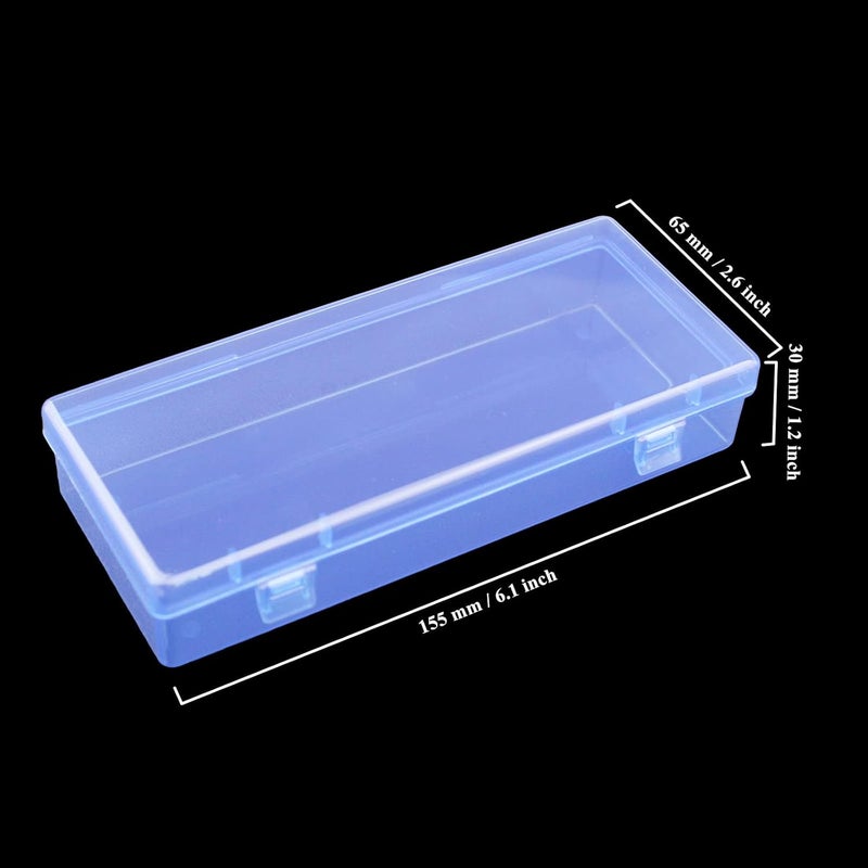 Goodma 6 Pieces Rectangular Empty Mini Clear Plastic Organizer Storage Box Containers with Hinged Lids (Blue, 6.1 x 2.6 x 1.2 inch) - Image 2