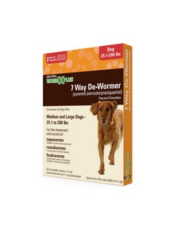 Hc Worm X Plus 7 Way DeWormer (Pyrantel Pamoate/Praziquantel), For Medium And Large Dogs Over 25 Lbs, 2 Count
