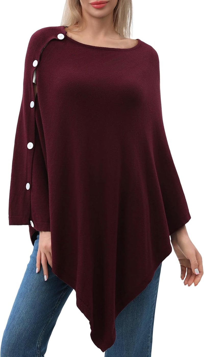 Puli Women's Versatile Knitted Shawls Scarf Poncho Sweater with Buttons Lightweight Spring Summer Fall Wraps - Image 1