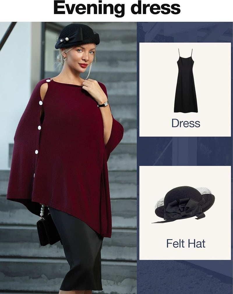 Puli Women's Versatile Knitted Shawls Scarf Poncho Sweater with Buttons Lightweight Spring Summer Fall Wraps - Image 4