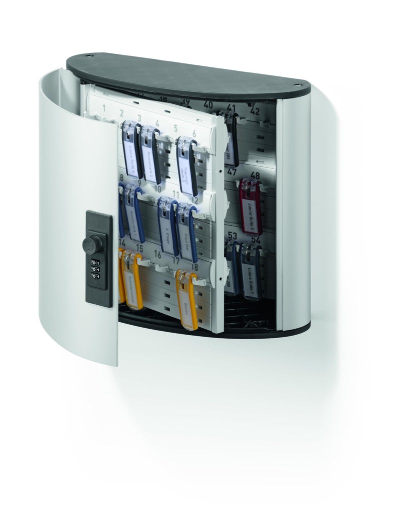 Durable Key Safe Box 54 - Wall Mounted Lockable Key Holder Cabinet with Combination Lock Holds 54 Key Clip Keys - Securely Locks Keys - Aluminum Key Safe Including 6 Key Clip Tags - Image 1