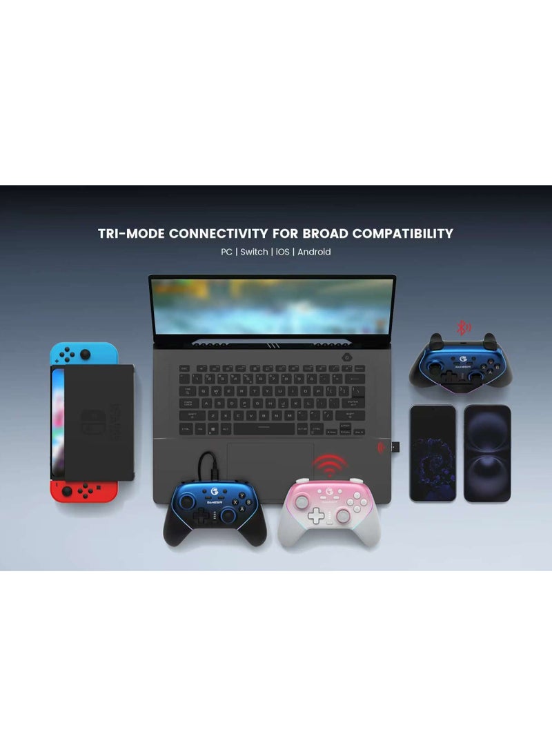 General - Wireless Gamepad Gamesir Super Nova Bluetooth Multiplatform Game Controller for PC, Steam, Switch, iOS, Android Hall Stick Hall Effect Triggers RGB Lighting Vibertion. Programmable 1000Hz Polling Rate 6 Axis Gyro One-Press Wake Up Pink-White - Image 1