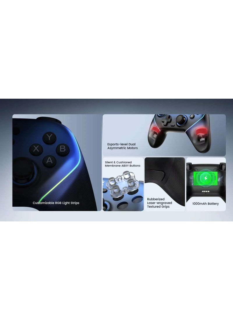 General - Wireless Gamepad Gamesir Super Nova Bluetooth Multiplatform Game Controller for PC, Steam, Switch, iOS, Android Hall Stick Hall Effect Triggers RGB Lighting Vibertion. Programmable 1000Hz Polling Rate 6 Axis Gyro One-Press Wake Up Pink-White - Image 1