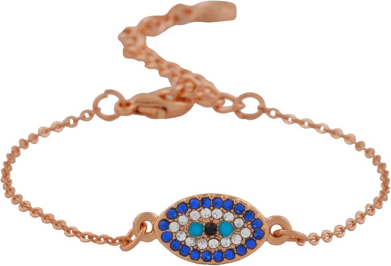 Estele Girl'S Non-PrecioUS Metal Alloy 24 Kt Rose Gold Plated Evil Eye Link Bracelet (Gold) - Image 1