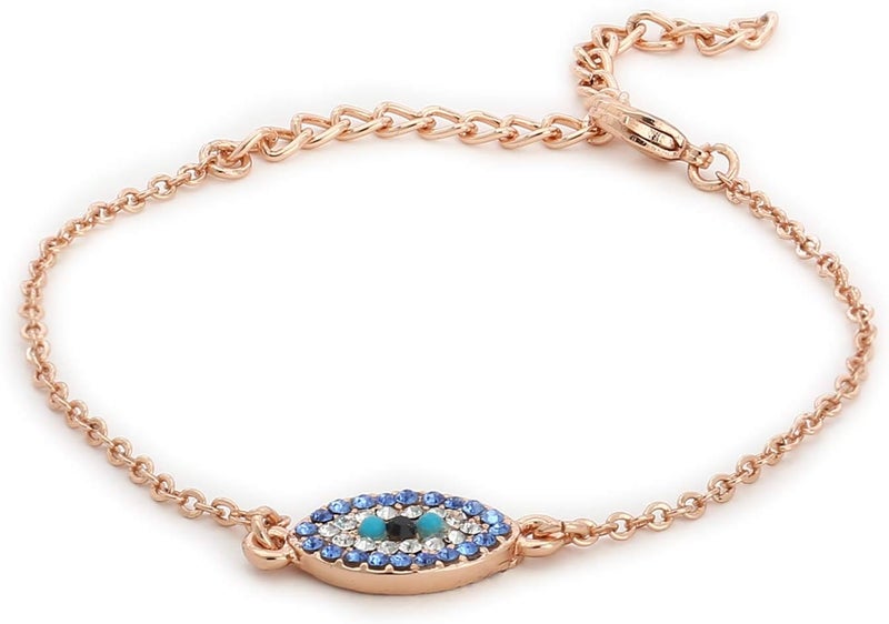 Estele Girl'S Non-PrecioUS Metal Alloy 24 Kt Rose Gold Plated Evil Eye Link Bracelet (Gold) - Image 3