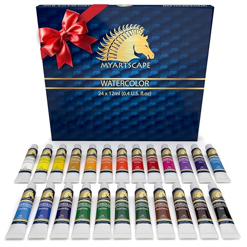 MyArtscape Watercolor Paint Set - 24 x 12ml Tubes - Lightfast - Vibrant Colors - Excellent Transparency - Kit for Vivid Watercolors Painting - Professional Artist Paint Supplies - Image 1