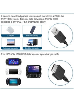 SANMUGEED 3.3ft PS Vita Charger Cable 2Pack, 2 in 1 USB Data & Power Charger Cord Replacement for Playstation Vita 1000  - Image 3