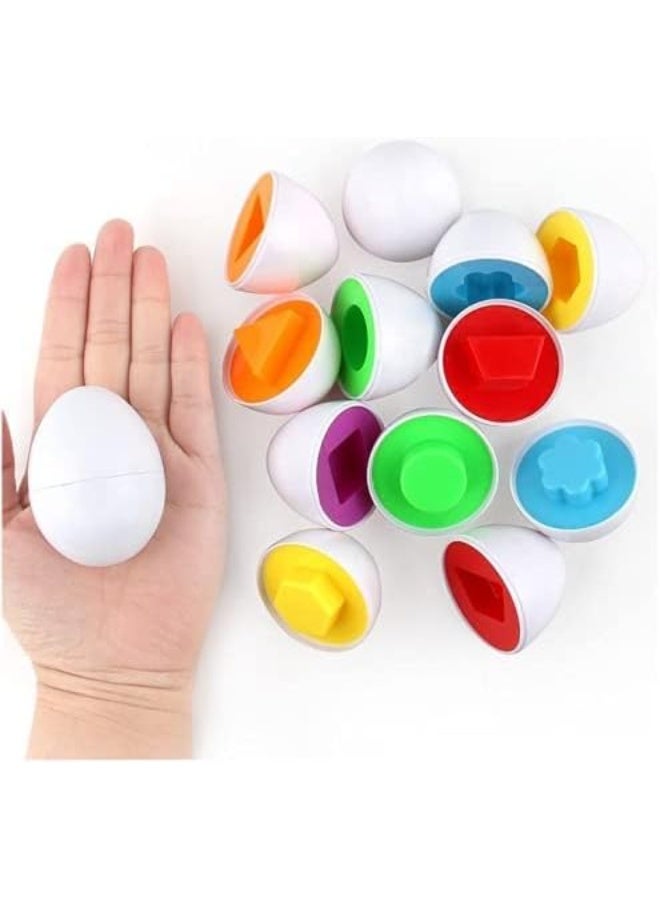 Generic Shape Matching Eggs Toy – 6 Pcs Montessori Color & Shape Sorter for Toddlers – Educational Learning Puzzle for Fine Motor Skills, Counting & Early STEM – Multicolor – 1 Set - Image 1