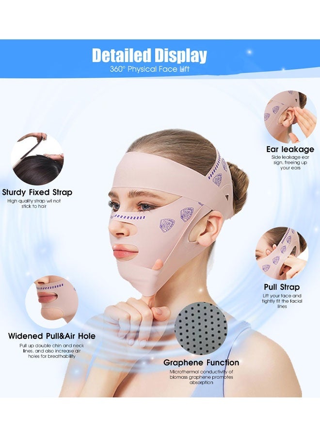قناع شد الوجه V Line المُطوّر، حزام للذقن أثناء النوم، حزام تنحيف الوجه V Line، مُزيل الذقن المزدوجة للنساء، جهاز لتقوية عضلات الفك، شد ومنع الترهل. - Image 5