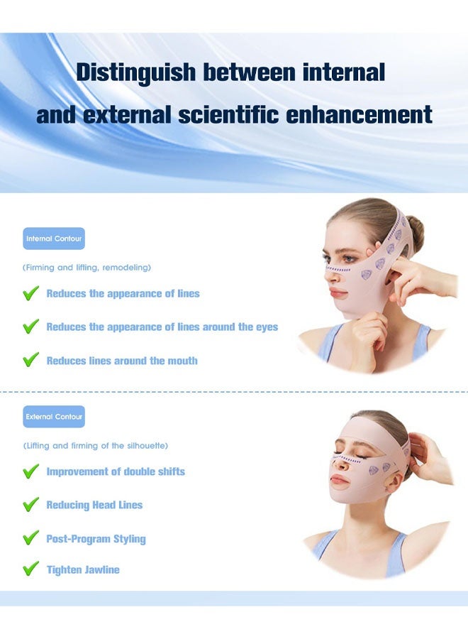 قناع شد الوجه V Line المُطوّر، حزام للذقن أثناء النوم، حزام تنحيف الوجه V Line، مُزيل الذقن المزدوجة للنساء، جهاز لتقوية عضلات الفك، شد ومنع الترهل. - Image 4