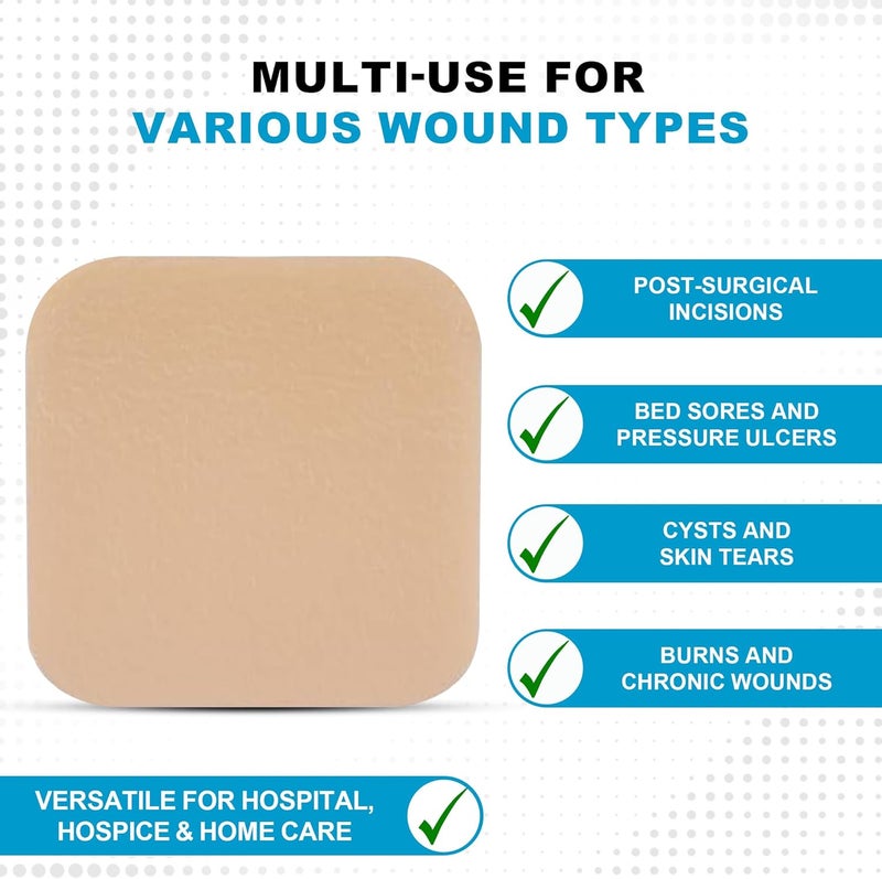 MedVance TM Foam Waterproof NonAdhesive Hydrophilic Foam Dressing 2X 2 Box of 5 dressings - Image 5