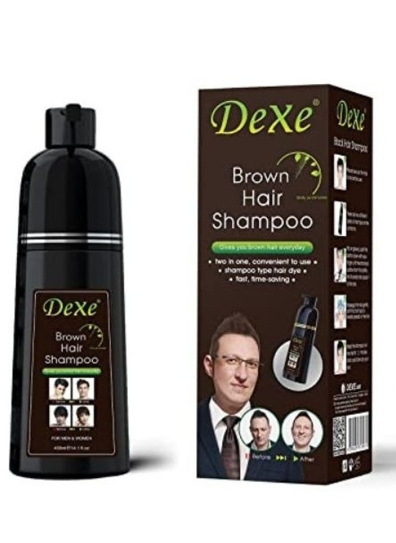 Dexe - Unisex Hair Dye Shampoo Brown 400 ml - Image 1